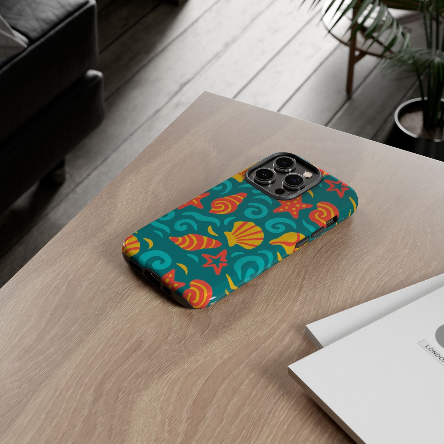 vibrant coastal shell pattern protective phone case for stylish self-expression compatible with iphone 13, 14, 15 & 16 – all models including pro, pro max & plus