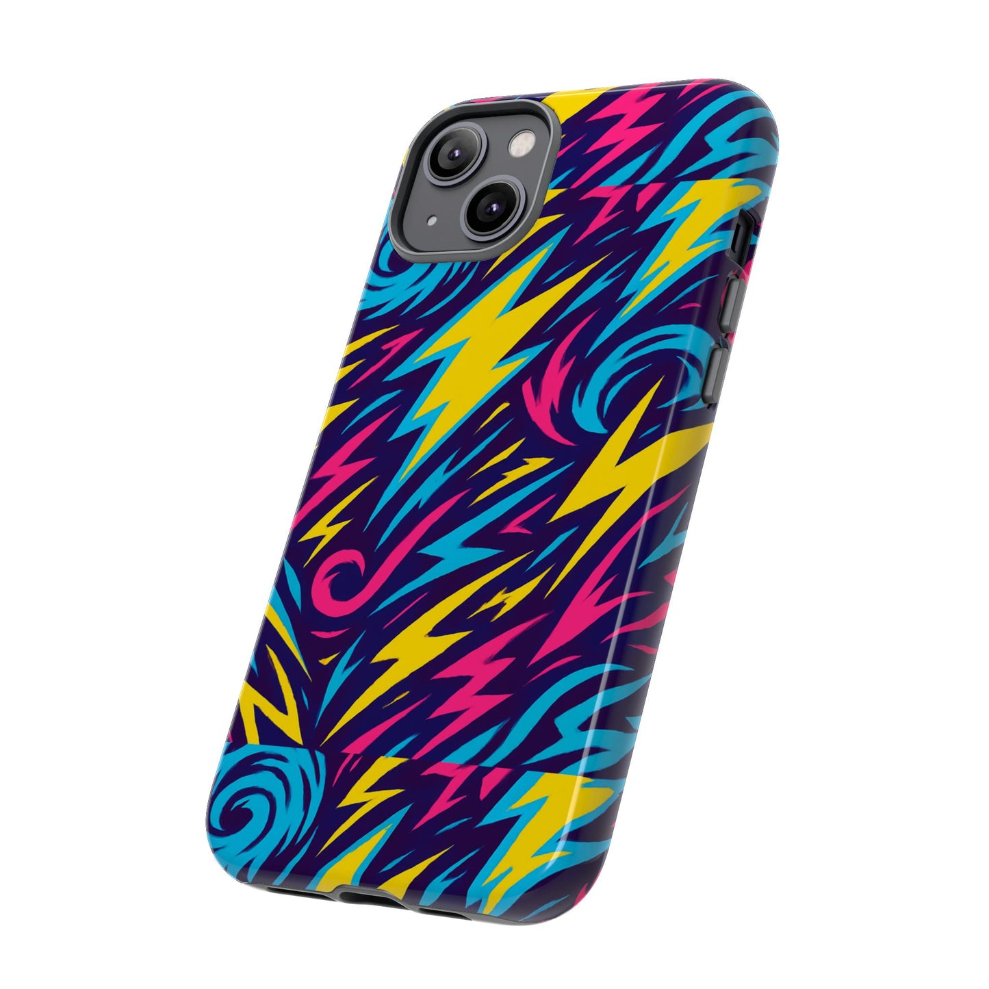 vibrant retro lightning bolt protective phone case with 3d design for fashion lovers compatible with iphone 13, 14, 15 & 16 – all models including pro, pro max & plus