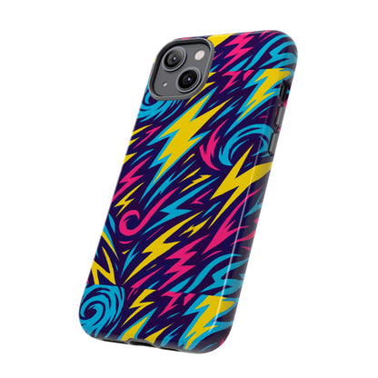 Vibrant Retro Lightning Bolt Protective Phone Case with 3D Design for Fashion Lovers Compatible with iPhone 13, 14, 15 & 16 – all models including Pro, Pro Max & Plus