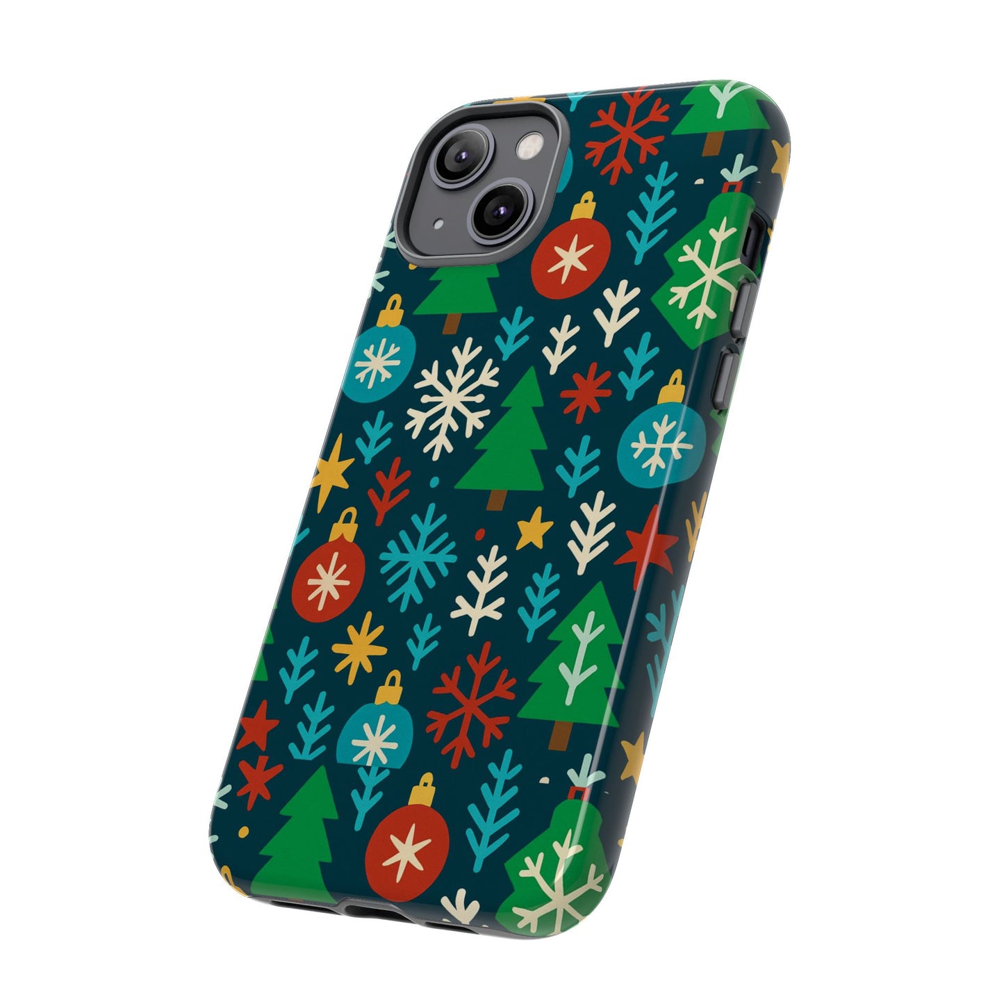 multicolour 3d wrap protective phone case with retro christmas design for stylish protection – compatible with iphone 13, 14, 15 & 16 – all models including pro, pro max & plus