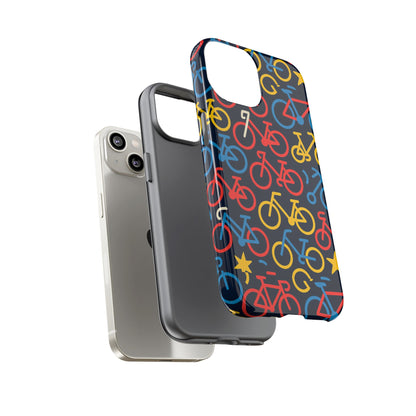 Multicolor Bicycle Pattern Protective Phone Case – Vibrant 3D Design for Stylish Protection – Compatible with iPhone 13, 14, 15 & 16 – All Models Including Pro, Pro Max & Plus