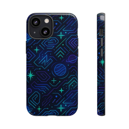 Vibrant Space Design Protective Phone Case in Blue and Green 3D Wrap for Stylish Protection Compatible with iPhone 13, 14, 15 & 16 – All Models Including Pro, Pro Max & Plus