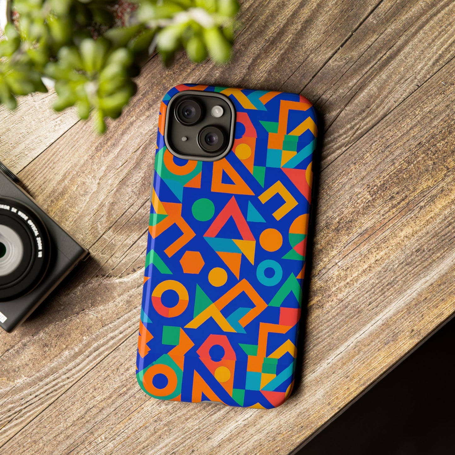multicolour geometric 3d wrap protective phone case – vibrant accessory for creative individuals compatible with iphone 13, 14, 15 & 16 – all models including pro, pro max & plus