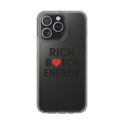 Rich Bitch Energy Clear Phone Case for Confident Individuals - Stylish Protection with Shock-Absorbing Materials and Scratch-Resistant Design for Everyday Use