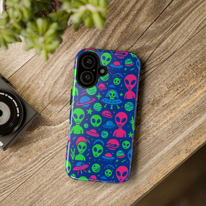 Vibrant Multicolour Alien 3D Wrap Phone Case in Retro Anime Style for Stylish Protection Compatible with iPhone 13, 14, 15 & 16 – all models including Pro, Pro Max & Plus