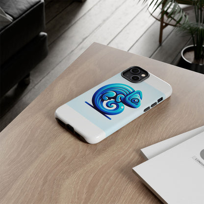 Vibrant 3D Chameleon Phone Case in Blue Retro Design for Stylish Protection – Compatible with iPhone 13, 14, 15 & 16 – all models including Pro, Pro Max & Plus