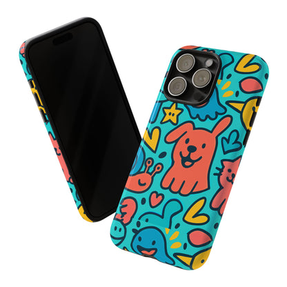 Vibrant Colourful Protective Phone Case with Fun Animal Cartoon Design – Stylish Protection for Kids and Adults Compatible with iPhone 13, 14, 15 & 16 – All Models Including Pro, Pro Max & Plus