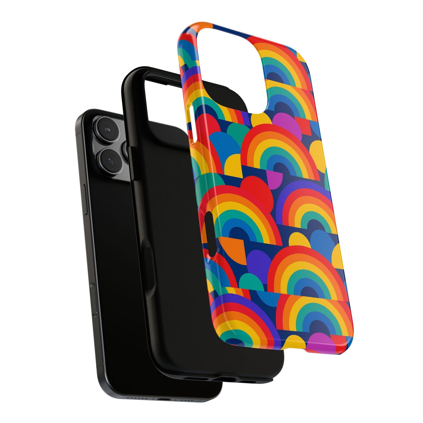 multicolour rainbow design protective phone case – stylish 3d wrap finish for unique expression – compatible with iphone 13, 14, 15 & 16 – all models including pro, pro max & plus