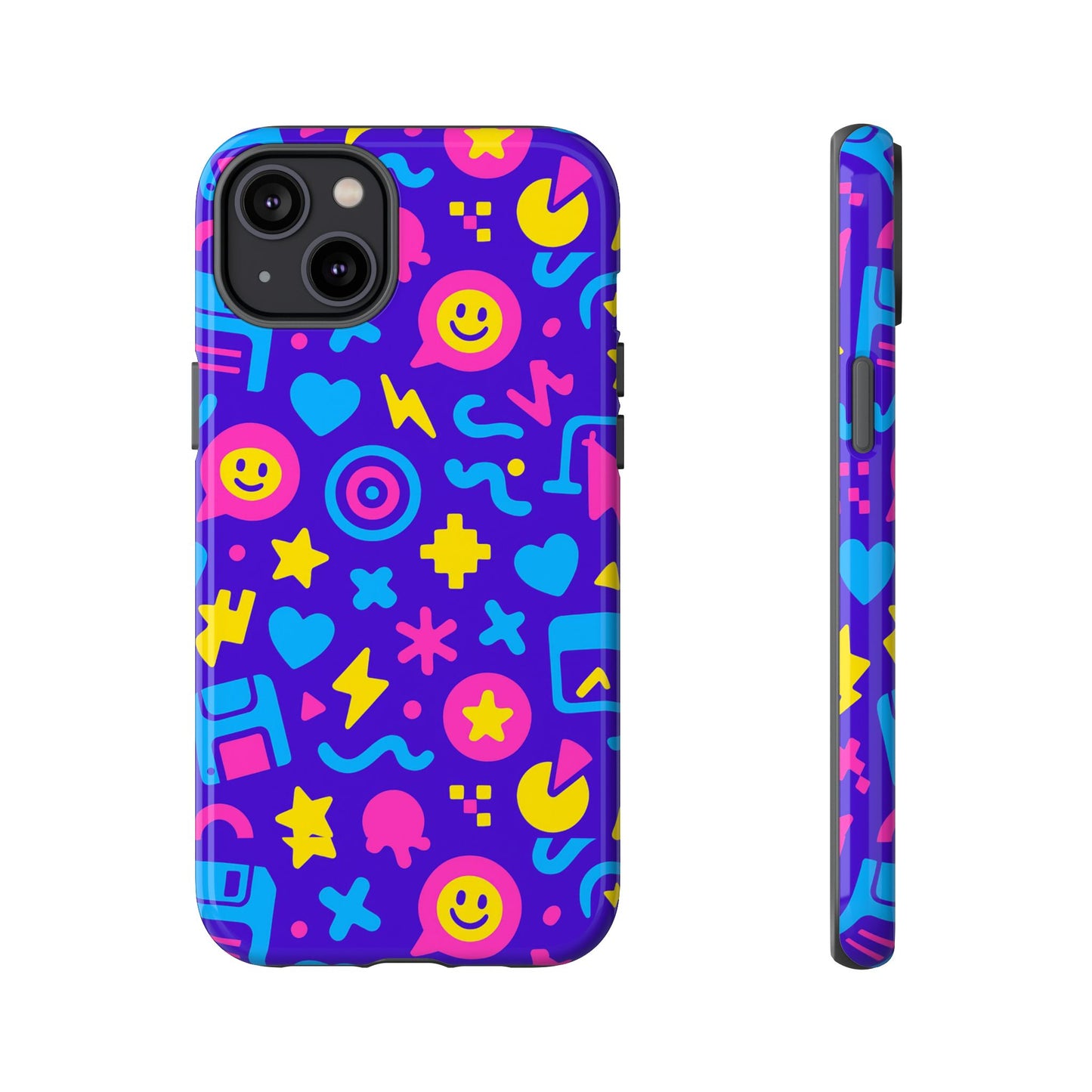 multicolor y2k protective phone case with 3d wrap design – fun and playful accessory compatible with iphone 13, 14, 15 & 16 – all models including pro, pro max & plus