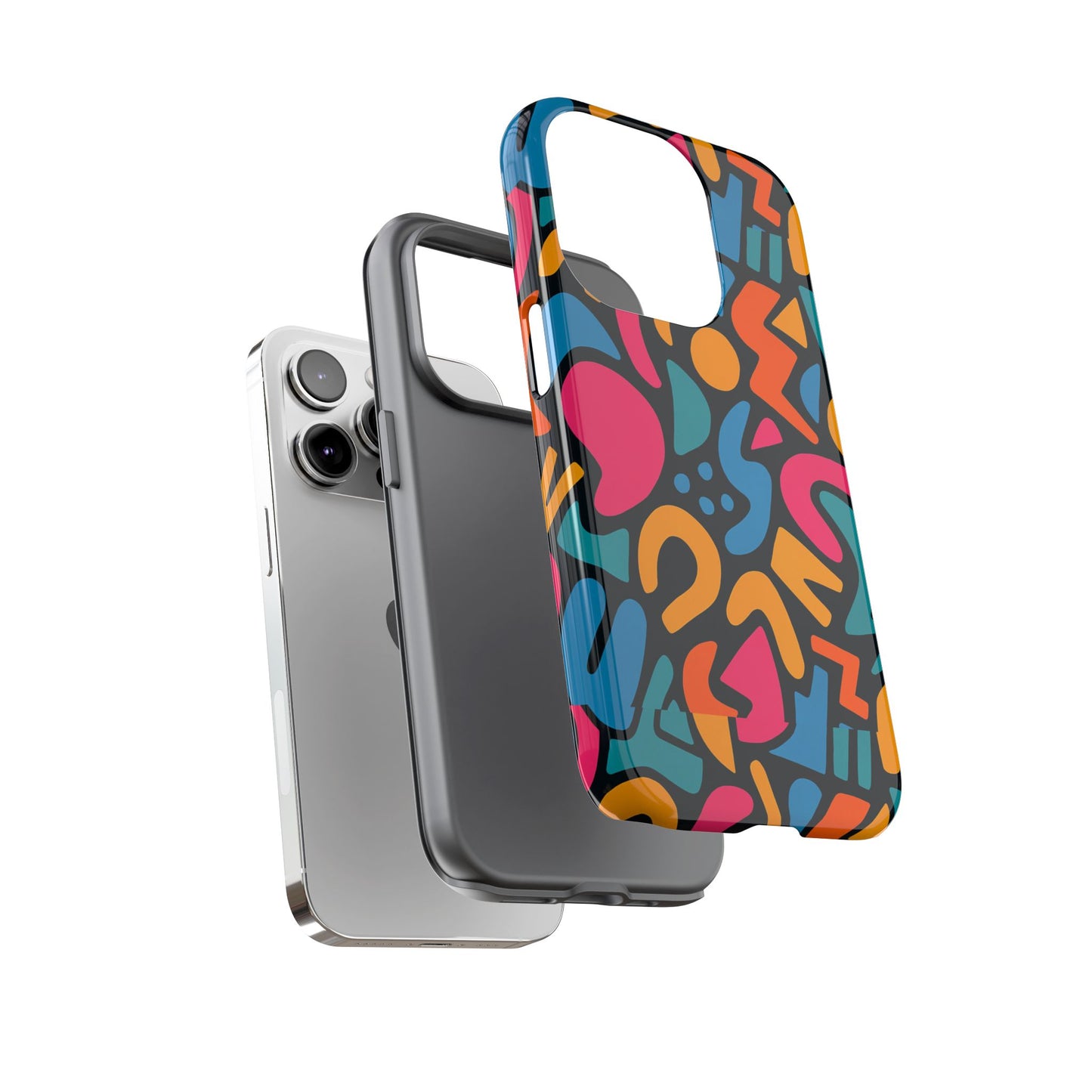 vibrant multicolour abstract 3d wrap phone case for stylish protection, unisex smartphone cover, compatible with iphone 13, 14, 15 & 16 – all models including pro, pro max & plus