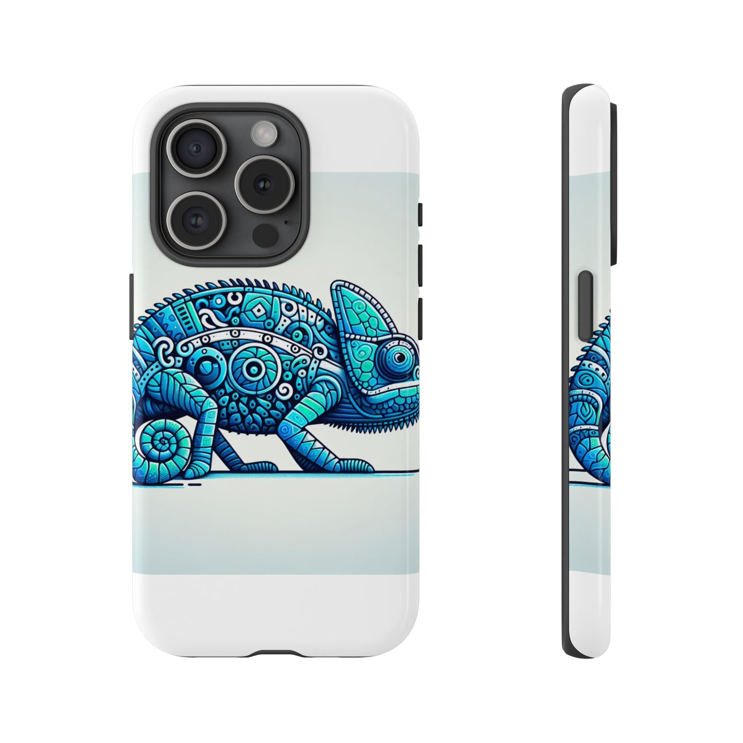 vibrant 3d chameleon print glossy phone case for eye-catching protection compatible with iphone 13, 14, 15 & 16 – all models including pro, pro max & plus