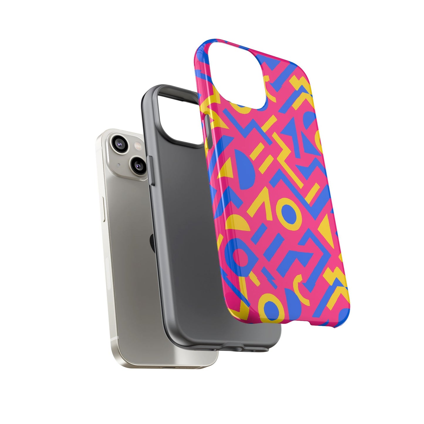 vibrant geometric 3d wrap protective phone case with multicolour design for unique style compatible with iphone 13, 14, 15 & 16 – all models including pro, pro max & plus