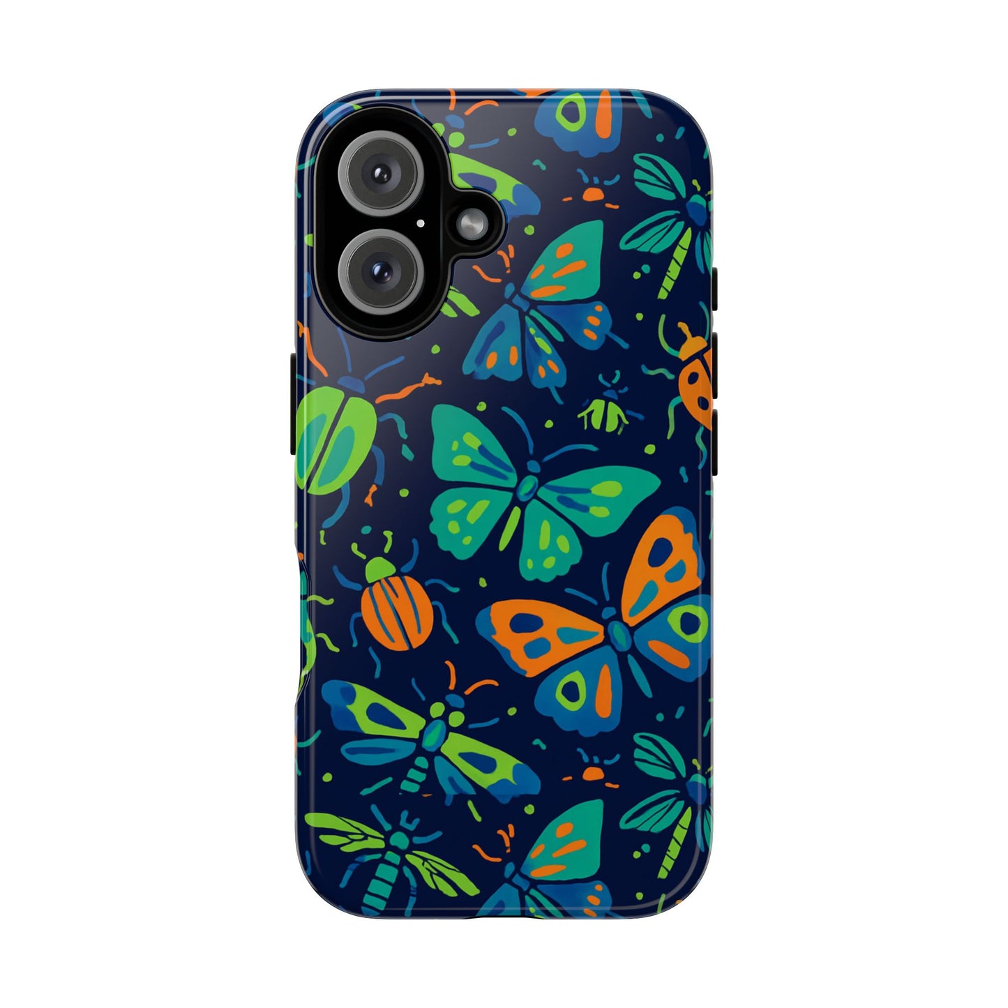 vibrant insect pattern protective phone case for stylish protection – multicolour 3d design compatible with iphone 13, 14, 15 & 16 – all models including pro, pro max & plus