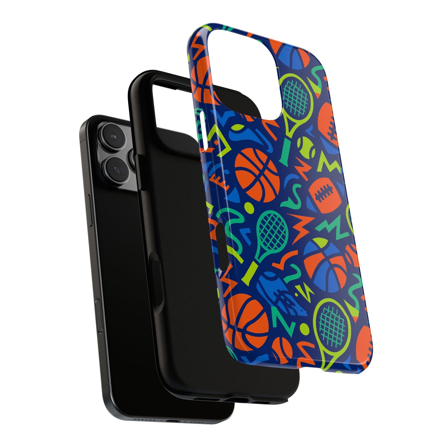 vibrant 3d sports pattern protective phone case for unisex – colourful accessory for stylish protection compatible with iphone 13, 14, 15 & 16 – all models including pro, pro max & plus