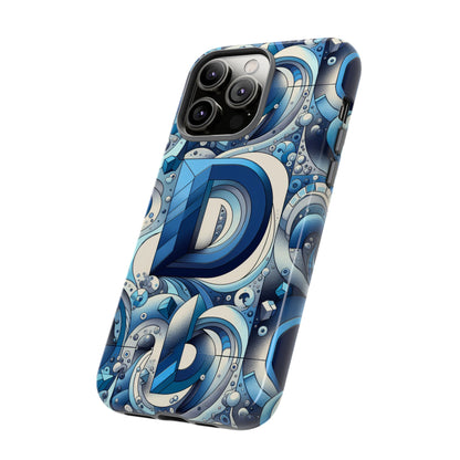 Blue Alphabet D Phone Case with 3D Wrap and Shock Absorption for Kids and Teens Durable TPU Cover with Vivid Print and UV Protection