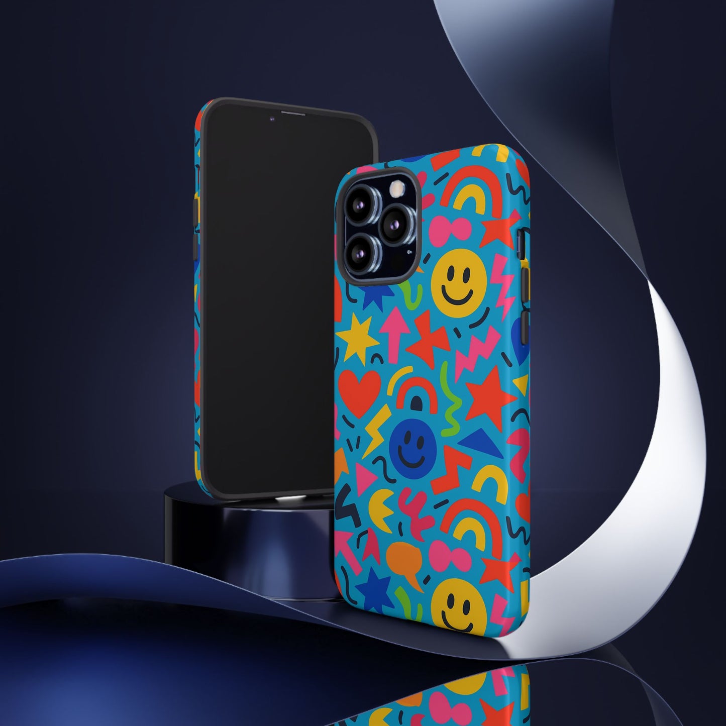 multicolour 3d wrap protective phone case for kids and teens with fun geometric design – stylish protection compatible with iphone 13, 14, 15 & 16 – all models including pro, pro max & plus