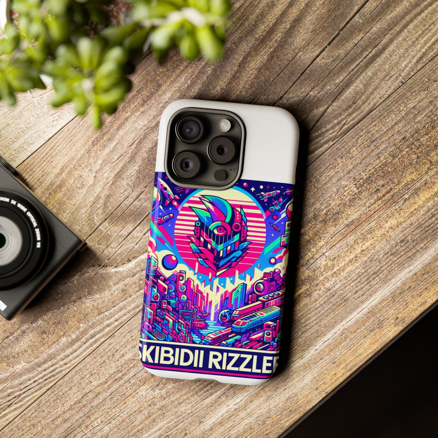 skibidi rizzler protective phone case with 3d wrap design, shock absorbing tpu silicone, uv protected, ideal gift for anime and comic culture fans