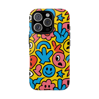 Vibrant Emoji Phone Case with Fun 3D Multicolour Design, Playful Protective Cover for Kids and Teens, Compatible with iPhone 13, 14, 15 & 16 – all models including Pro, Pro Max & Plus
