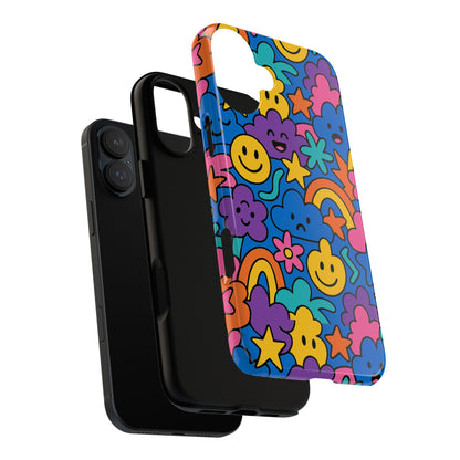 Vibrant Cartoon Protective Phone Case with Playful Multicolour Design – Unisex Fashion Accessory – Compatible with iPhone 13, 14, 15 & 16 – All Models Including Pro, Pro Max & Plus