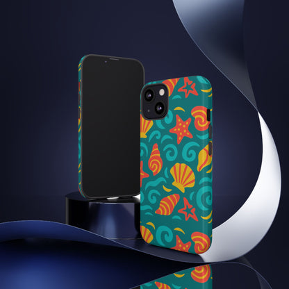 Vibrant Coastal Shell Pattern Protective Phone Case for Stylish Self-Expression Compatible with iPhone 13, 14, 15 & 16 – all models including Pro, Pro Max & Plus