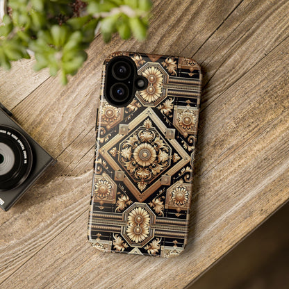 Pattern Image 1 Vibrant Shockproof Phone Case for Anime and Comic Fans - Stylish Gold Floral Design for iPhone 13-16 Pro Max Plus