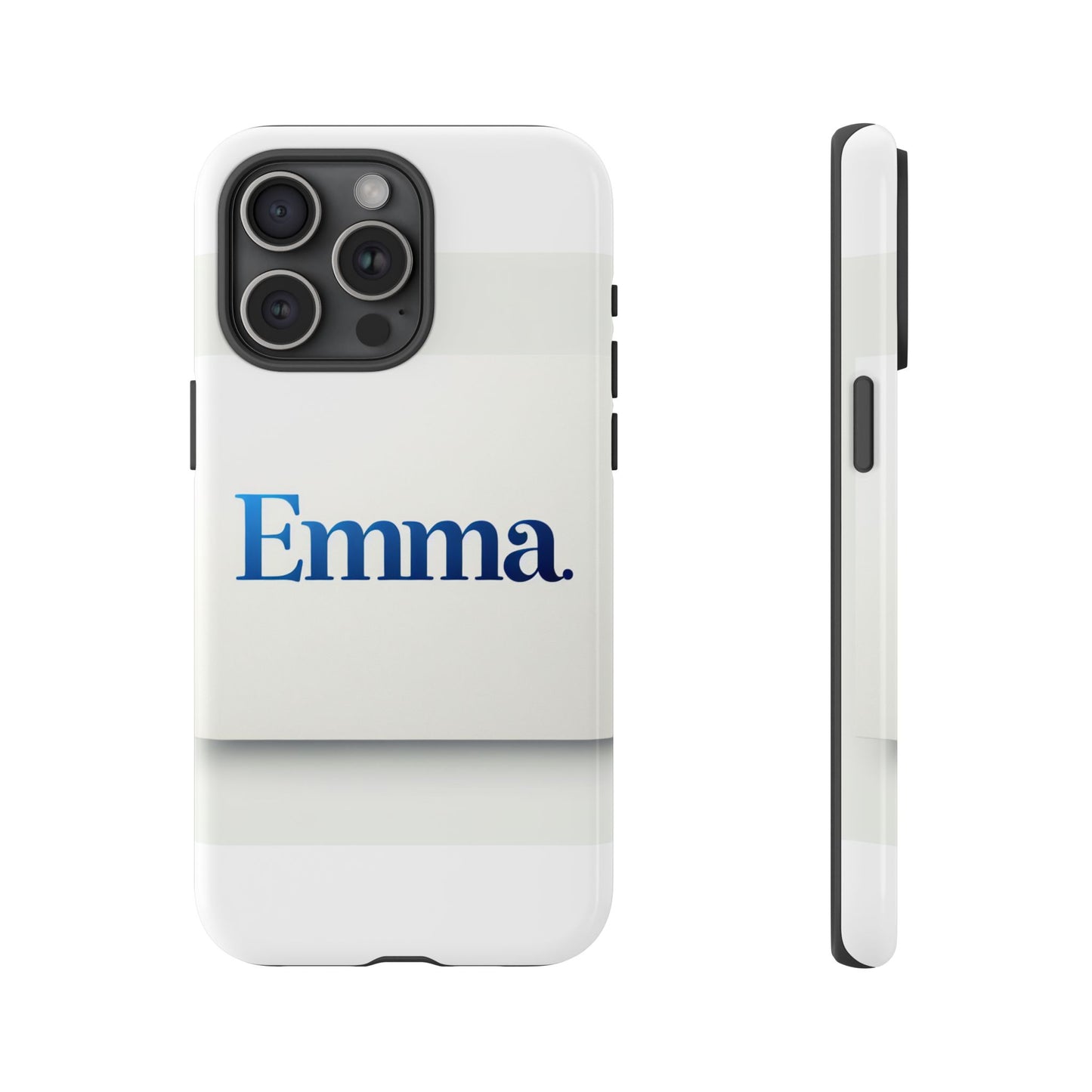 elegant personalised protective phone case in white with blue typography for stylish individuals compatible with iphone 13, 14, 15 & 16 – all models including pro, pro max & plus