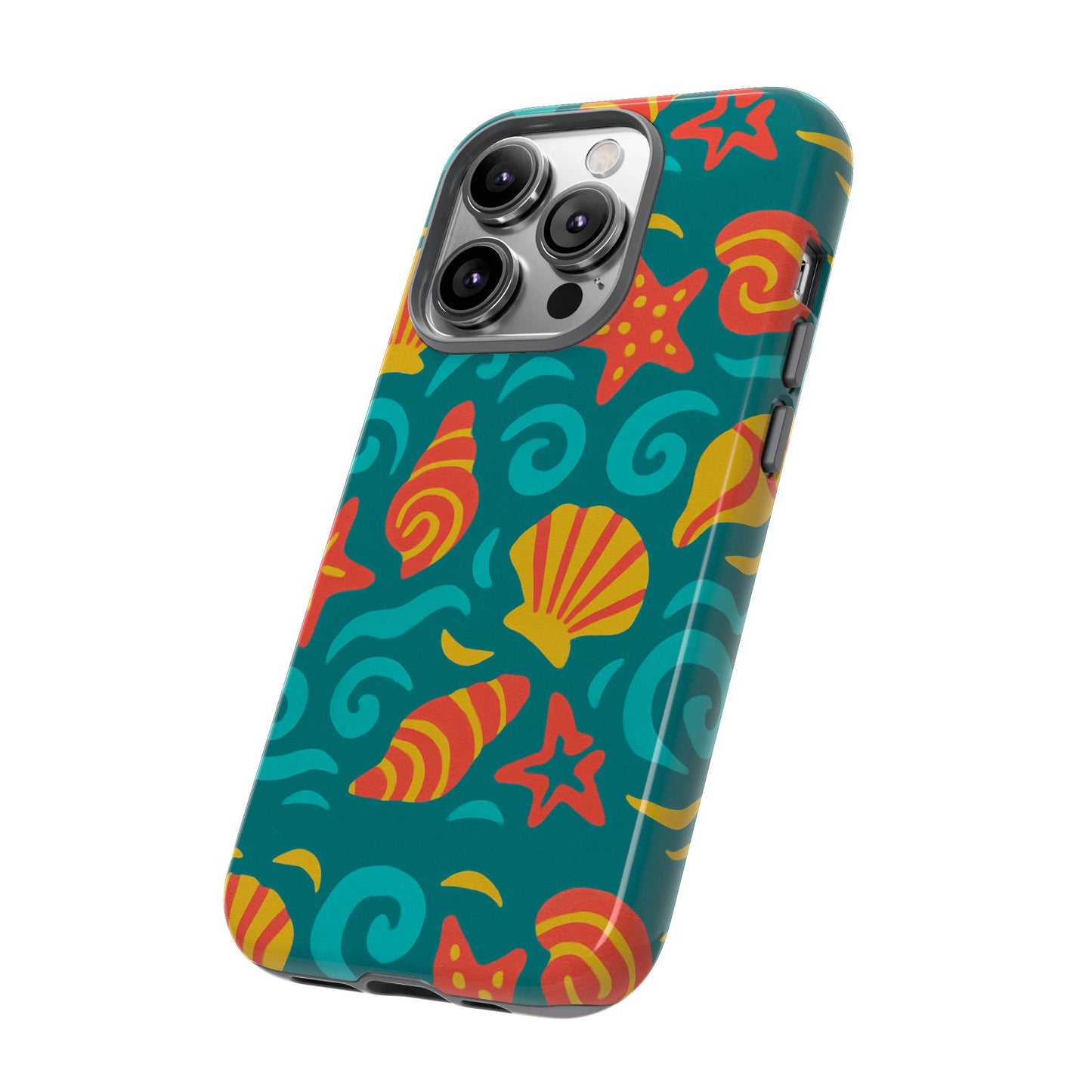 vibrant coastal shell pattern protective phone case for stylish self-expression compatible with iphone 13, 14, 15 & 16 – all models including pro, pro max & plus