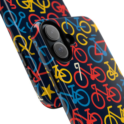 Multicolor Bicycle Pattern Protective Phone Case – Vibrant 3D Design for Stylish Protection – Compatible with iPhone 13, 14, 15 & 16 – All Models Including Pro, Pro Max & Plus