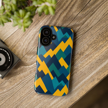 Vibrant Geometric Mountain Design Protective Phone Case for Unique Style and Durable Protection Compatible with iPhone 13, 14, 15 & 16 – all models including Pro, Pro Max & Plus