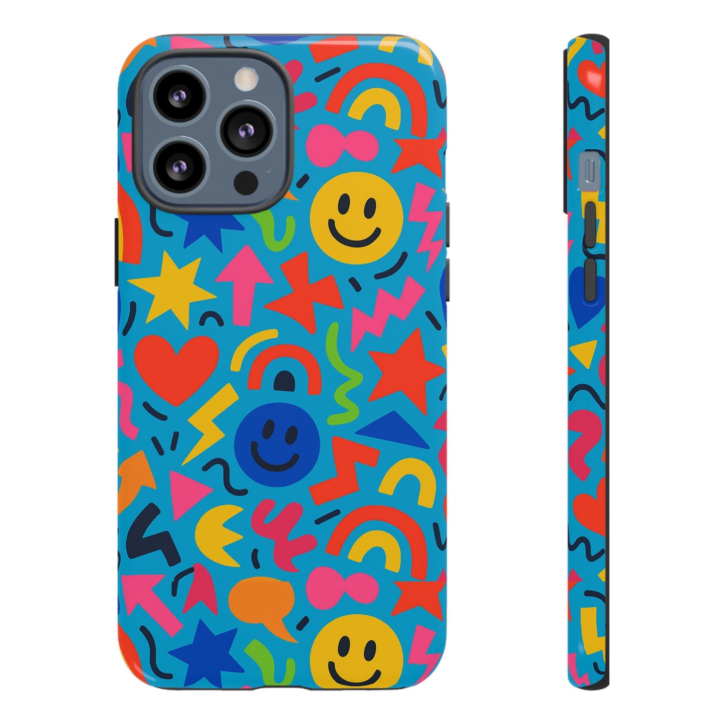 multicolour 3d wrap protective phone case for kids and teens with fun geometric design – stylish protection compatible with iphone 13, 14, 15 & 16 – all models including pro, pro max & plus