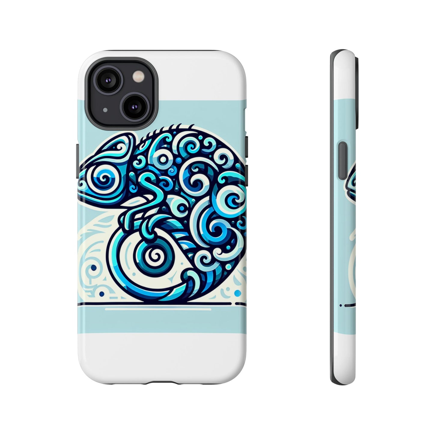 vibrant 3d wrap protective phone case with playful chameleon design in blue – unique accessory for self-expression compatible with iphone 13, 14, 15 & 16 – all models including pro, pro max & plus