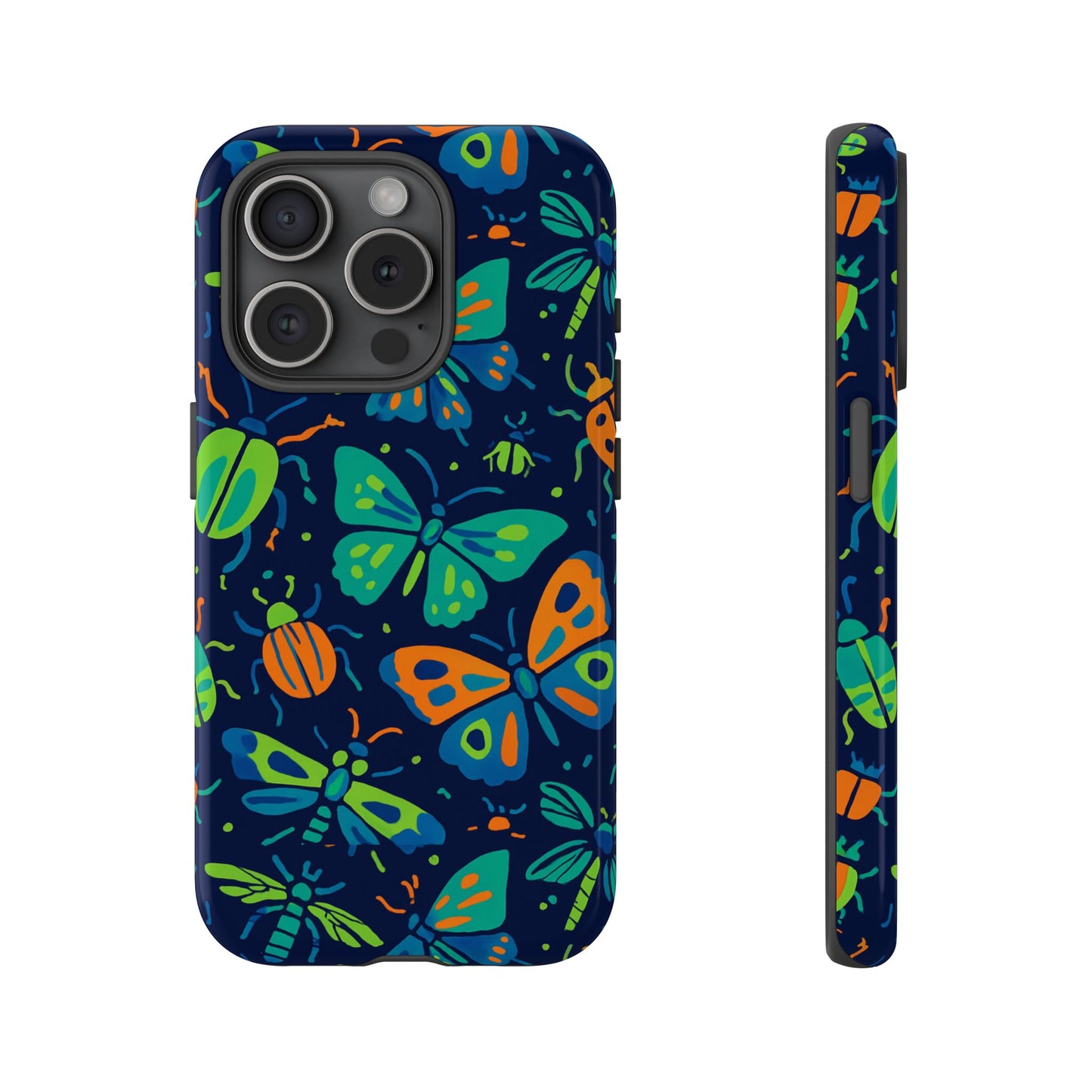 vibrant insect pattern protective phone case for stylish protection – multicolour 3d design compatible with iphone 13, 14, 15 & 16 – all models including pro, pro max & plus