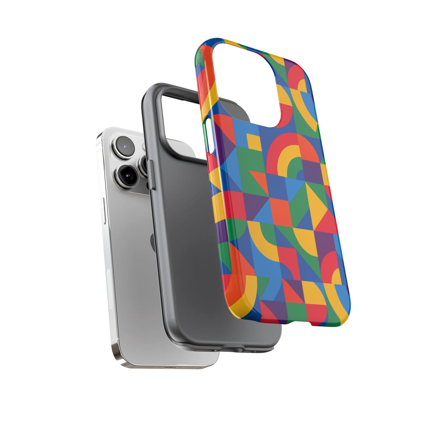 vibrant 3d geometric phone case with bold design stylish protection accessory compatible with iphone 13, 14, 15 & 16 – all models including pro, pro max & plus