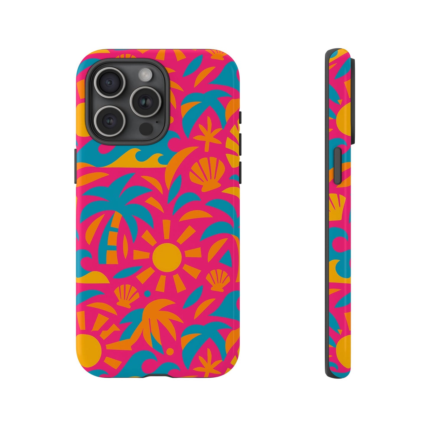 vibrant tropical 3d wrap design protective phone case with retro style – bold accessory for self-expression compatible with iphone 13, 14, 15 & 16 – all models including pro, pro max & plus