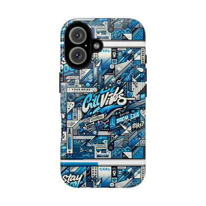 Vibrant 3D Wrap Protective Phone Case in Retro Blue Aesthetic for Stylish Protection Compatible with iPhone 13, 14, 15 & 16 – All Models Including Pro, Pro Max & Plus
