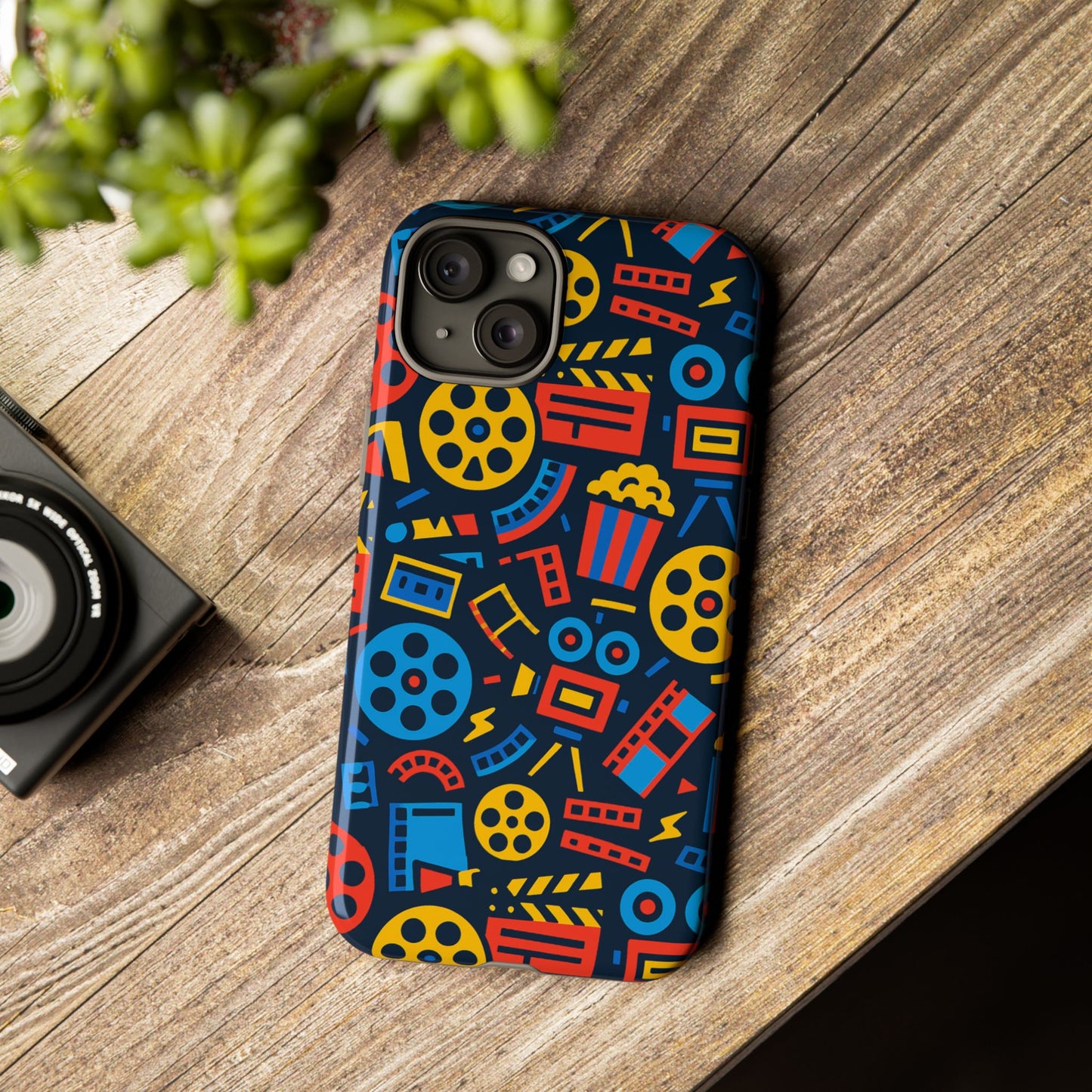 vibrant 3d film reel protective phone case for unique style and robust protection compatible with iphone 13, 14, 15 & 16 – all models including pro, pro max & plus