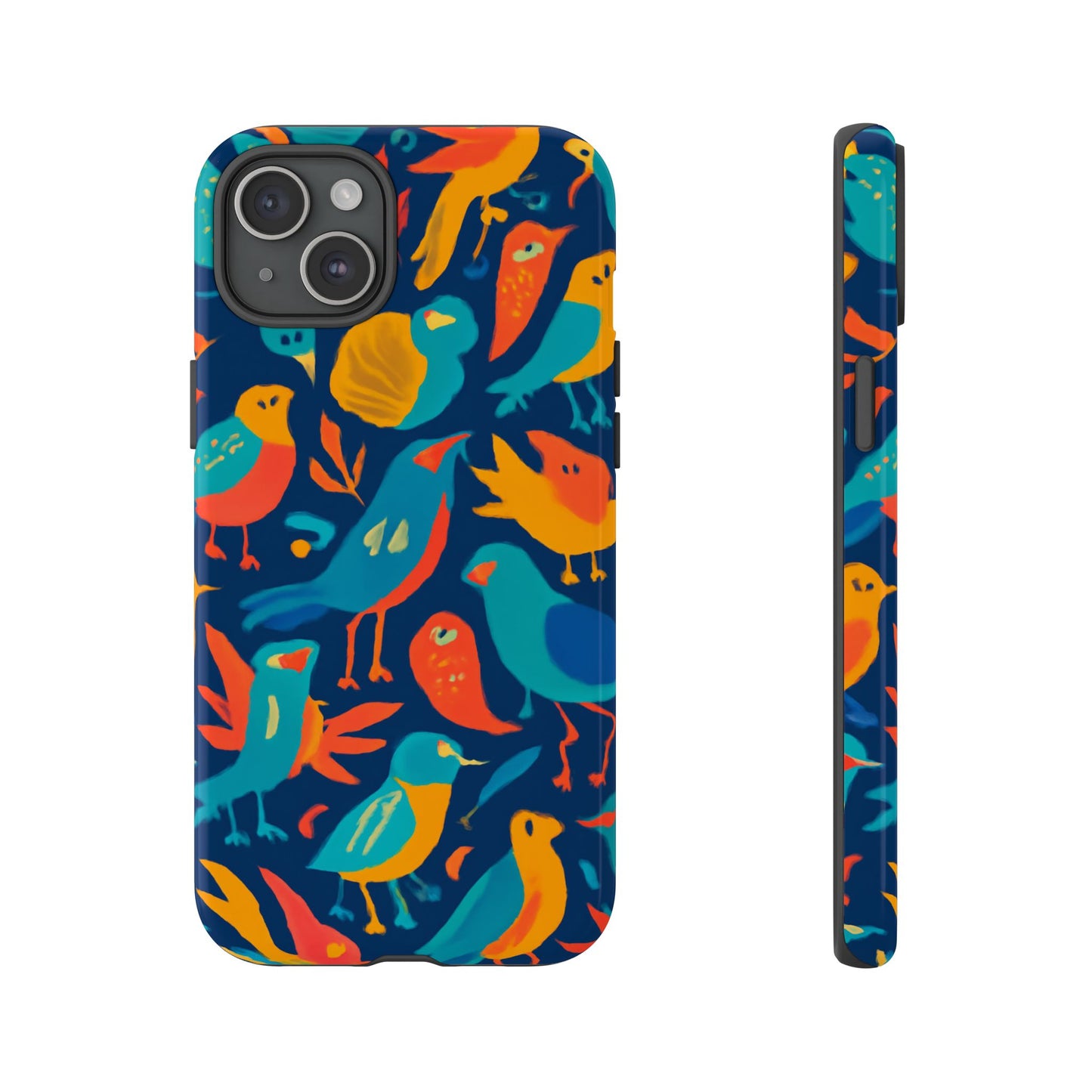 vibrant multicolour bird design phone case for stylish protection – compatible with iphone 13, 14, 15 & 16 – all models including pro, pro max & plus