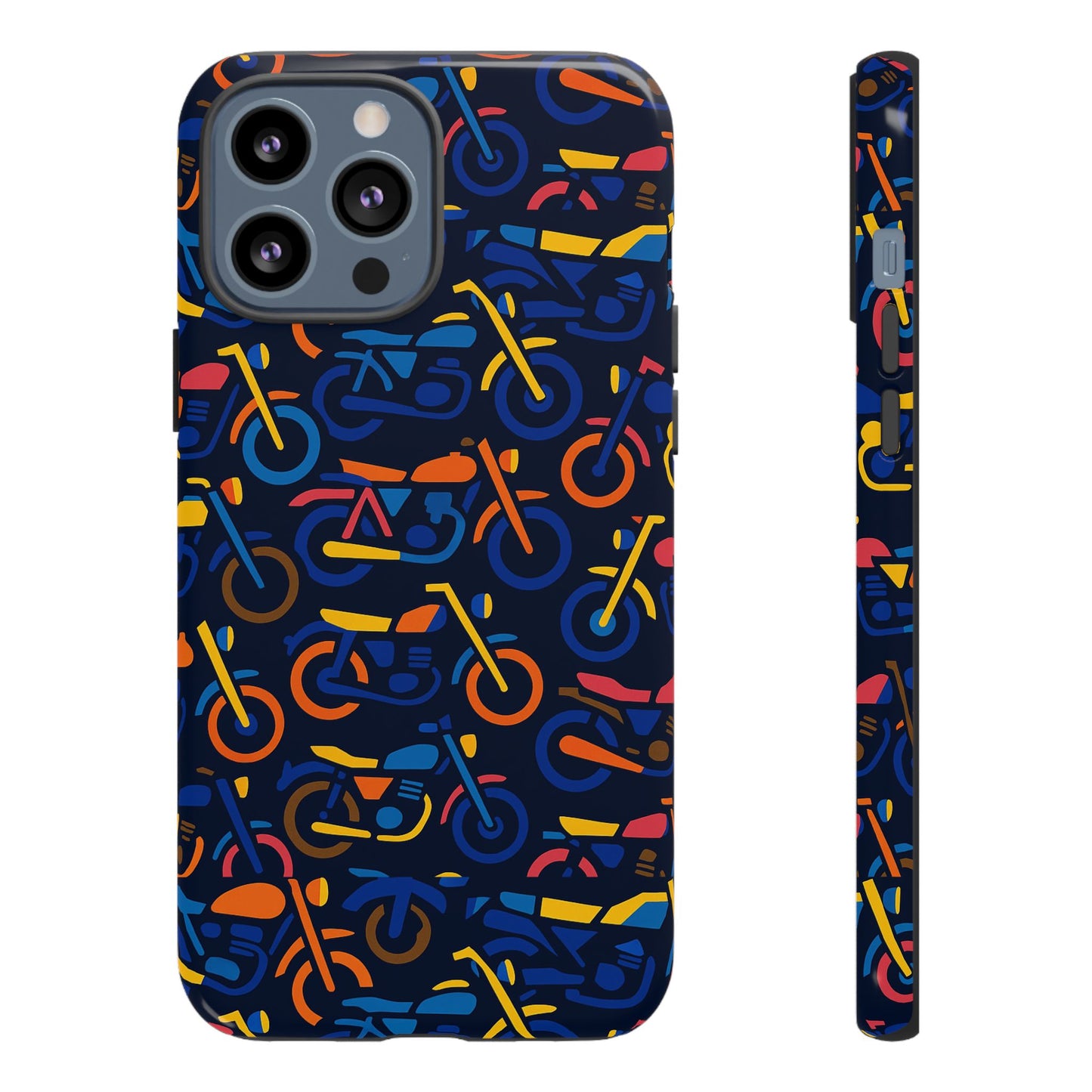 colourful 3d motorcycle print protective phone case for creative individuals – stylish protection compatible with iphone 13, 14, 15 & 16 – all models including pro, pro max & plus