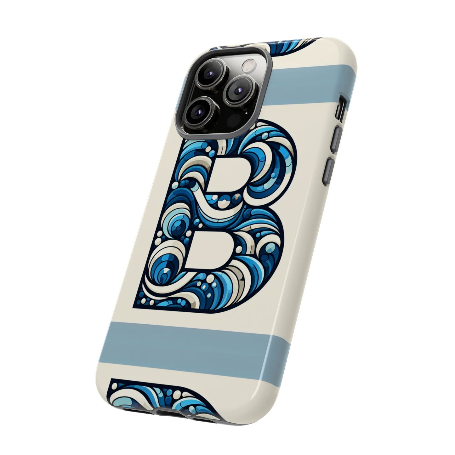 blue alphabet letter b phone case with 3d wrap and shock protection for kids and teens durable tpu cover with vibrant design