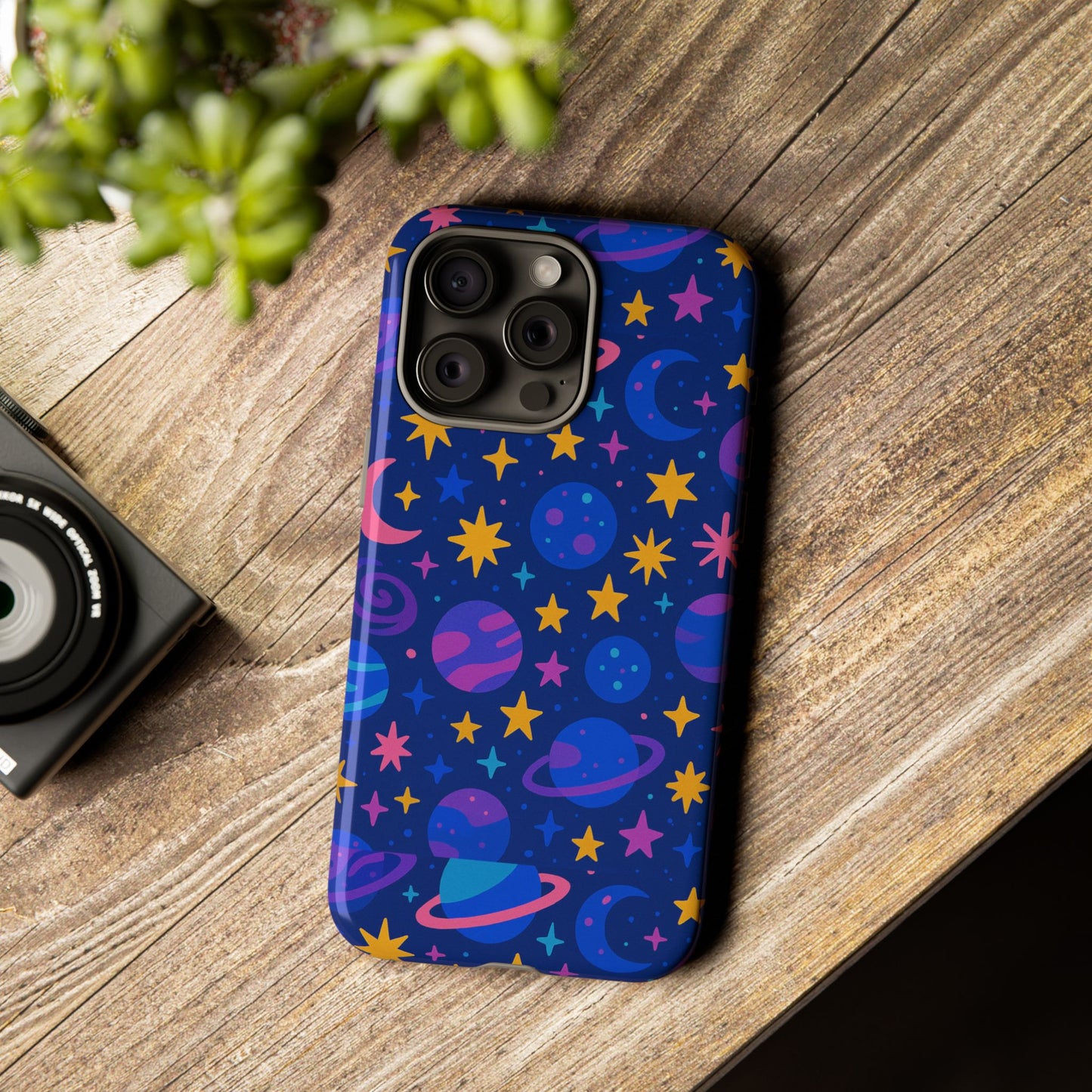 vibrant space theme protective phone case for unisex – colourful 3d design fashion accessory compatible with iphone 13, 14, 15 & 16 – all models including pro, pro max & plus