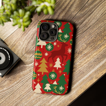 Vibrant Red Christmas Phone Case with Festive 3D Design for Stylish Protection Compatible with iPhone 13, 14, 15 & 16 – all models including Pro, Pro Max & Plus