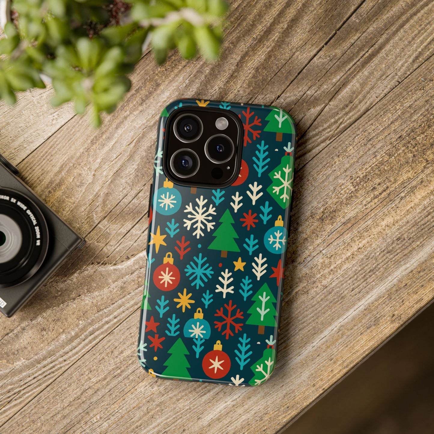 multicolour 3d wrap protective phone case with retro christmas design for stylish protection – compatible with iphone 13, 14, 15 & 16 – all models including pro, pro max & plus