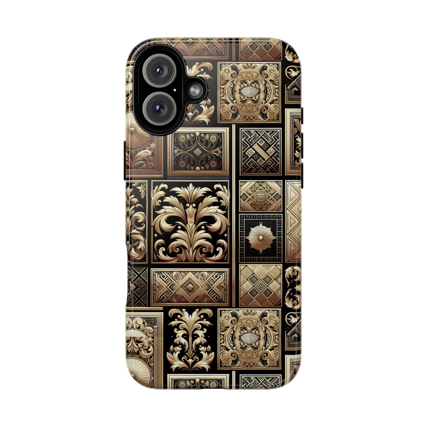 pattern image 4 vibrant 3d phone case for anime and comic fans with baroque gold ornate design compatible with iphone 13, 14, 15 & 16 – all models including pro, pro max & plus