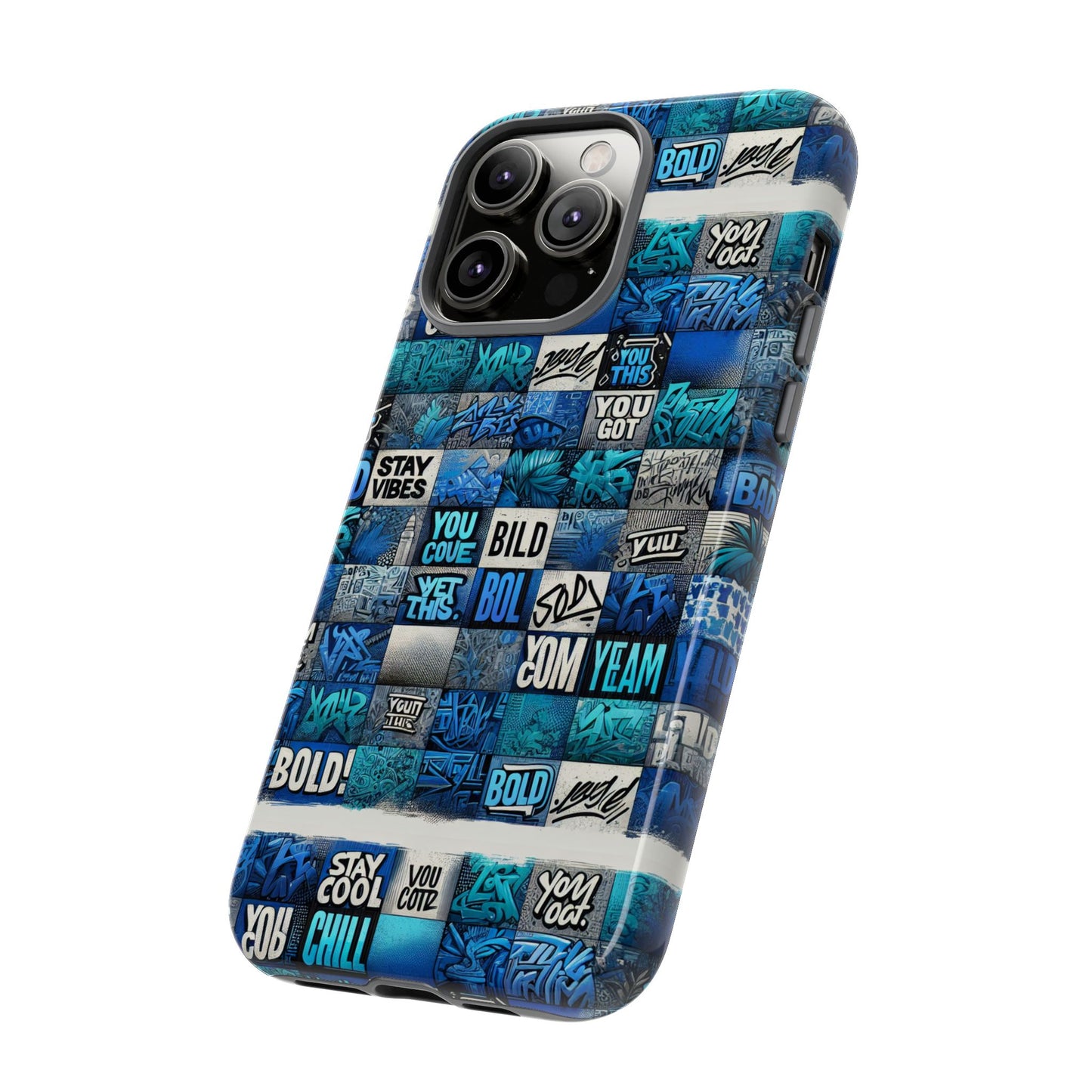 vibrant 3d graphic protective phone case with blue design – playful accessory for stylish protection compatible with iphone 13, 14, 15 & 16 – all models including pro, pro max & plus