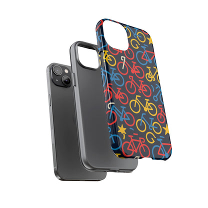 Multicolor Bicycle Pattern Protective Phone Case – Vibrant 3D Design for Stylish Protection – Compatible with iPhone 13, 14, 15 & 16 – All Models Including Pro, Pro Max & Plus