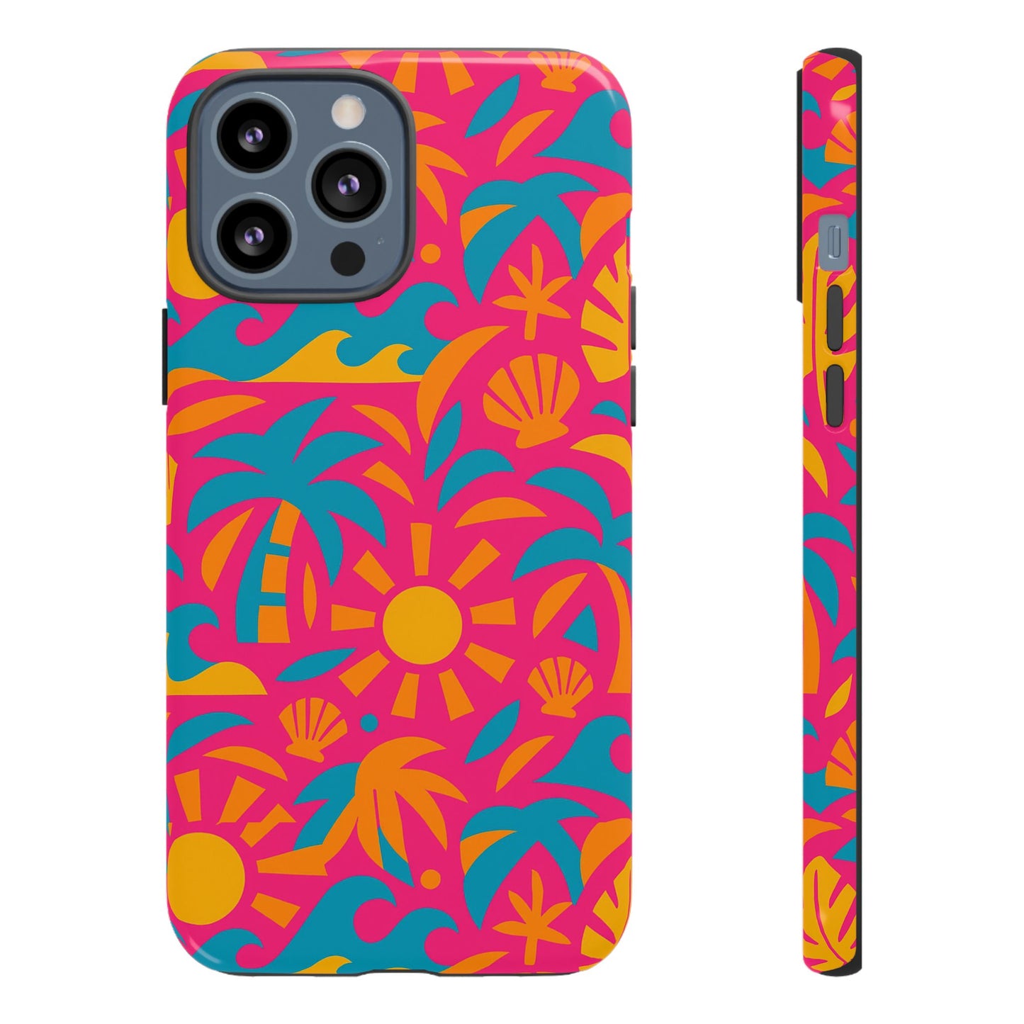 vibrant tropical 3d wrap design protective phone case with retro style – bold accessory for self-expression compatible with iphone 13, 14, 15 & 16 – all models including pro, pro max & plus