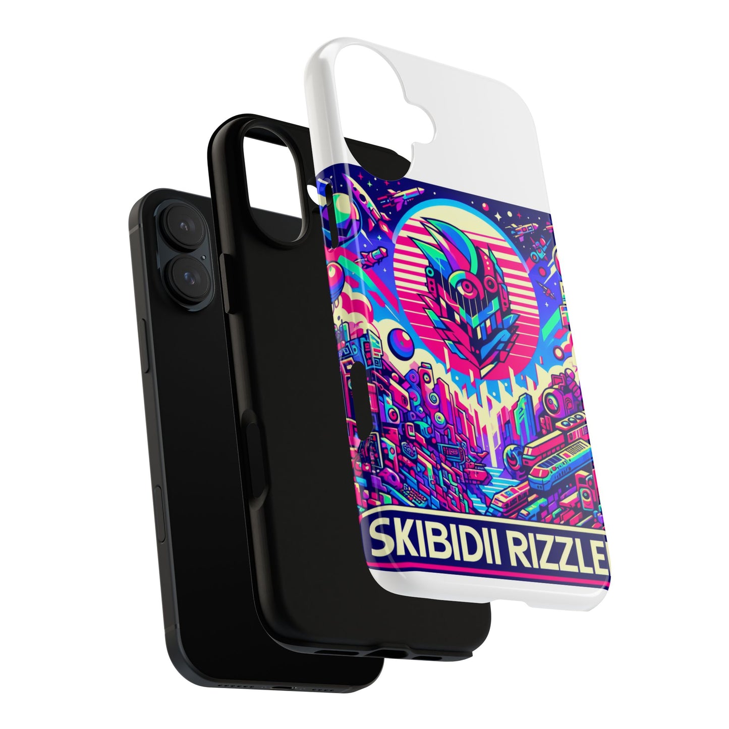 skibidi rizzler protective phone case with 3d wrap design, shock absorbing tpu silicone, uv protected, ideal gift for anime and comic culture fans