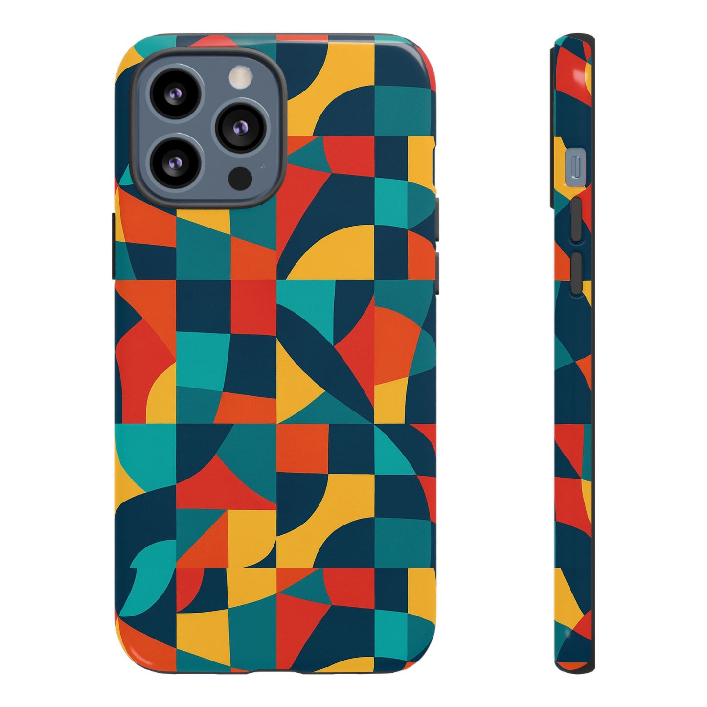 vibrant multicolour geometric 3d wrap phone case for stylish protection and unique expression compatible with iphone 13, 14, 15 & 16 – all models including pro, pro max & plus