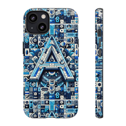 Blue Alphabet Letter A Phone Case for iPhone and Samsung Galaxy Durable Shockproof Cover with 3D Wrap Design Kids and Teenagers Gift