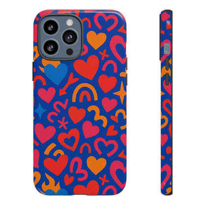Vibrant Multicolour Heart Design Protective Phone Case Stylish Accessory for Self-Expression Compatible with iPhone 13, 14, 15 & 16 – all models including Pro, Pro Max & Plus